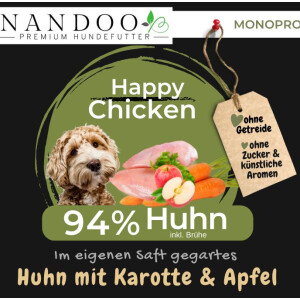NANDOO Happy Chicken - Huhn mit Karotte & Apfel400g 6...