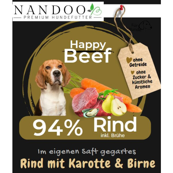 NANDOO Happy Beef - Rind mit Karotte & Birne 400g